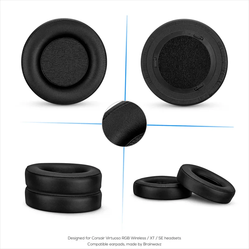 Oreillettes de remplacement pour casque de jeu Corsair Virtuoso RGB (sans fil/XT/SE), cuir PU souple et confort supplémentaire