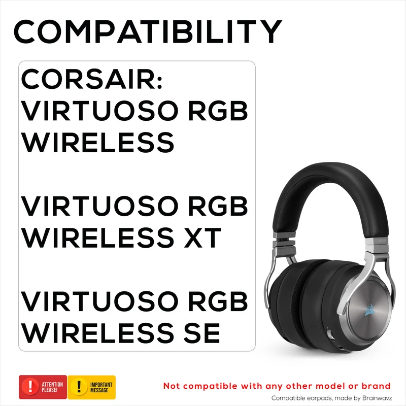 Oreillettes hybrides pour casque de jeu Corsair Virtuoso RGB (sans fil/XT/SE) – Gel rafraîchissant, mousse à mémoire de forme, durable, épais et isolant du son