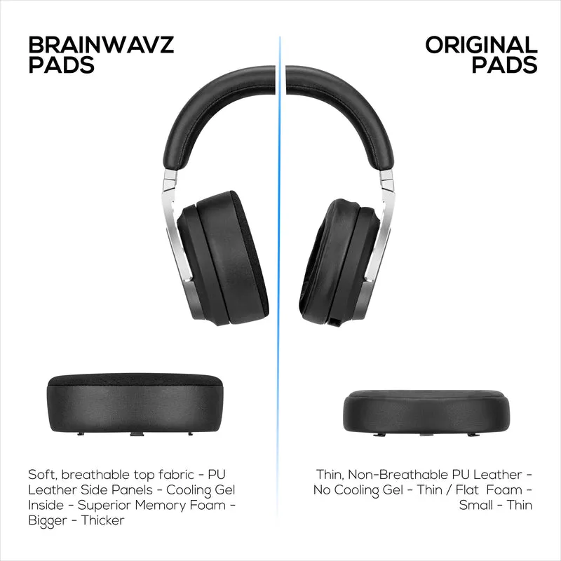 Oreillettes hybrides pour casque de jeu Corsair Virtuoso RGB (sans fil/XT/SE) – Gel rafraîchissant, mousse à mémoire de forme, durable, épais et isolant du son