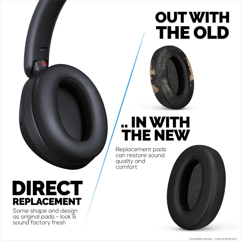 Oreillettes de remplacement pour écouteurs sans fil Sony WH-XB910N avec cuir PU souple et mousse à mémoire de forme