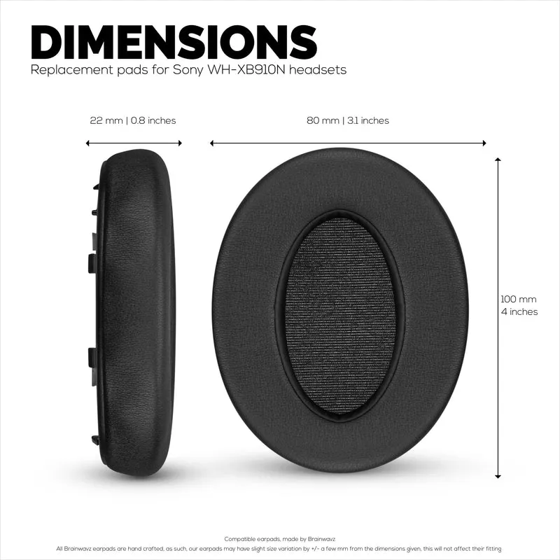 Oreillettes de remplacement pour écouteurs sans fil Sony WH-XB910N avec cuir PU souple et mousse à mémoire de forme