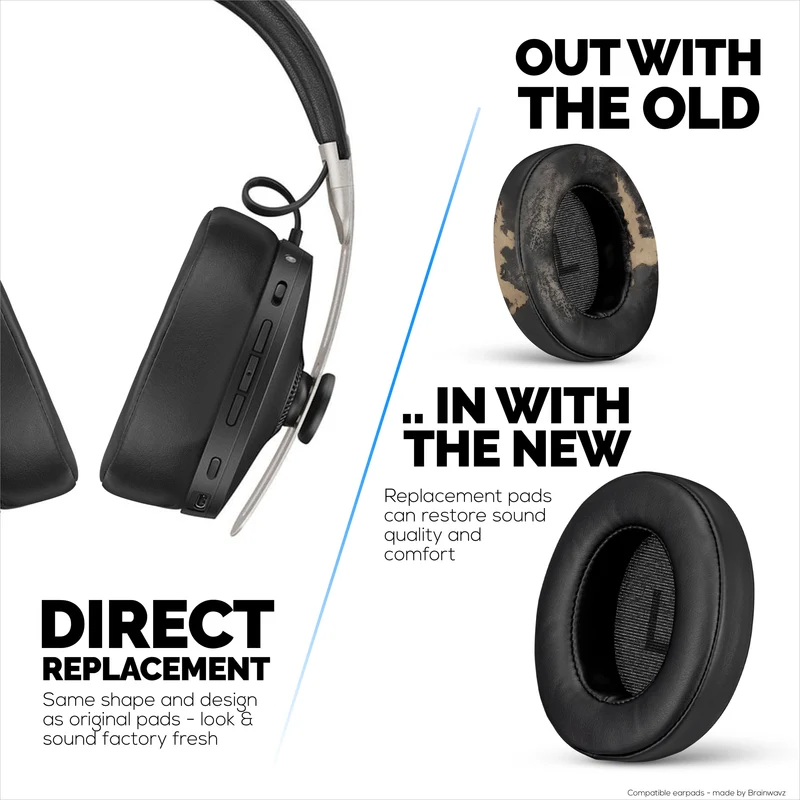 Sennheiser Momentum 3 Oreillettes de rechange avec mousse à mémoire de forme épaisse et cuir PU souple