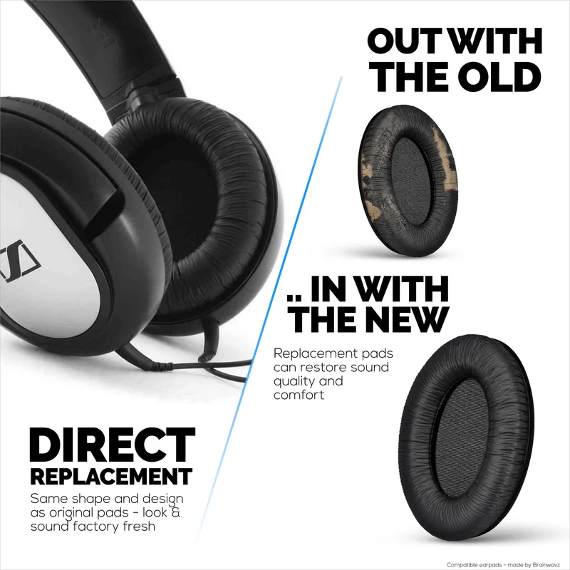 Oreillettes de remplacement pour écouteurs Sennheiser HD201 HD201S HD180 HD418 HD419 HD421 HD428 HD429 HD438 HD439 HD448 HD449