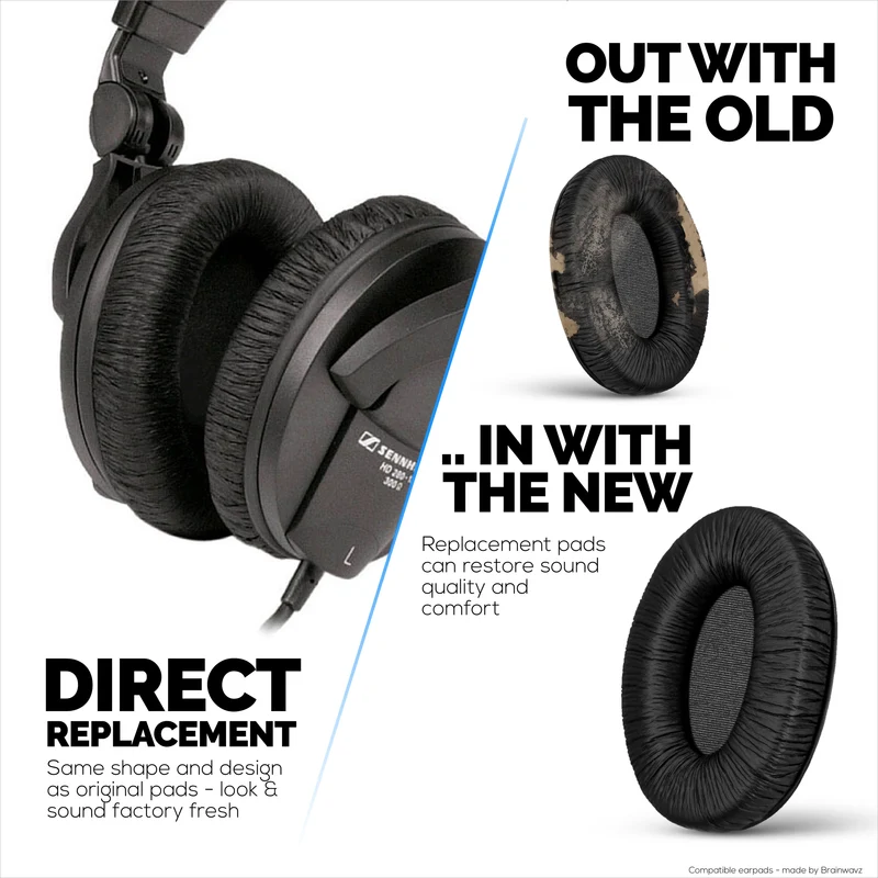 Oreillettes de remplacement pour écouteurs Sennheiser HD280 PRO, HD280 SILVER, HD281, HMD280 PRO, HMD281, HMD280-XQ