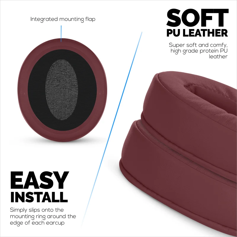 Coussinets de rechange pour casques Sennheiser HD4.50BT, HD4.50BTNC, HD450BT, HD4.50SE, HD4.40BT, HD4.30G, HD4.20S, HD458BT, HD450, HD400S et HD350BT. Cuir PU souple et mousse à mémoire de forme.