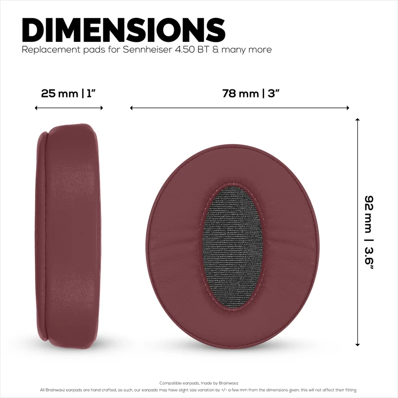 Coussinets de rechange pour casques Sennheiser HD4.50BT, HD4.50BTNC, HD450BT, HD4.50SE, HD4.40BT, HD4.30G, HD4.20S, HD458BT, HD450, HD400S et HD350BT. Cuir PU souple et mousse à mémoire de forme.
