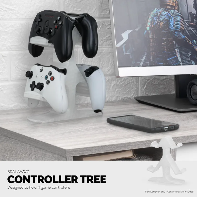 Support de manette de jeu quadruple pour bureaux, conception intuitive, ajustement universel pour toutes les manettes de jeu, idéal pour les bureaux et les tables d'appoint, réduit l'encombrement et affiche mieux votre équipement
