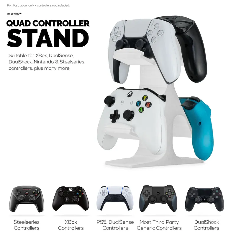 Support de manette de jeu quadruple pour bureaux, conception intuitive, ajustement universel pour toutes les manettes de jeu, idéal pour les bureaux et les tables d'appoint, réduit l'encombrement et affiche mieux votre équipement
