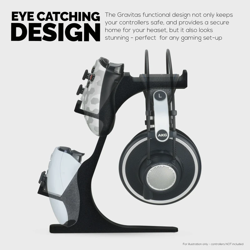 The Gravitas - Support pour casque et manette de jeu pour bureaux - Conception universelle pour tous les types de casques et de manettes de jeu