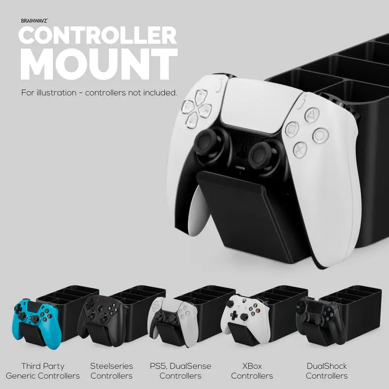 Organisateur de support de manette de jeu et de télécommande, idéal pour les tables d'appoint et les ordinateurs de bureau (pour 3 à 4 télécommandes, 1 manette de jeu, stylos et papeterie)