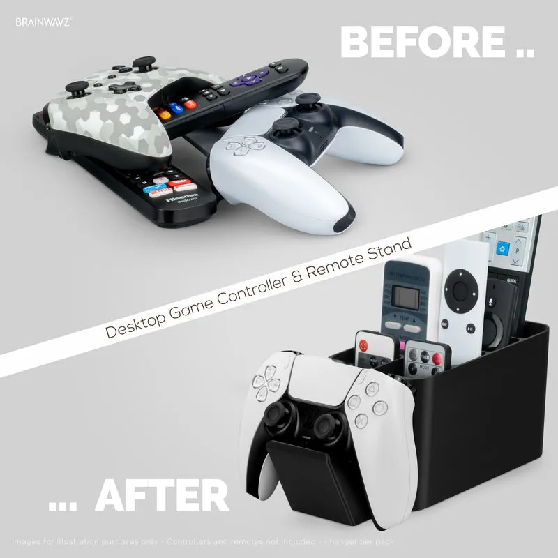 Organisateur de support de manette de jeu et de télécommande, idéal pour les tables d'appoint et les ordinateurs de bureau (pour 3 à 4 télécommandes, 1 manette de jeu, stylos et papeterie)