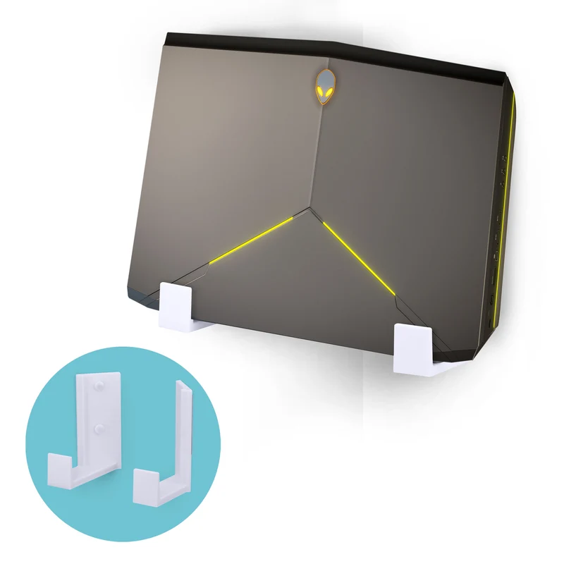 Boîte de câble d'angle 2.5 pouces et support mural pour routeur, adhésif et à visser, pour commutateur réseau, modem, Wi-Fi maillé, Apple TV, appareils photo, haut-parleurs et plus encore, appareils jusqu'à 2.5 pouces / 63 mm d'épaisseur