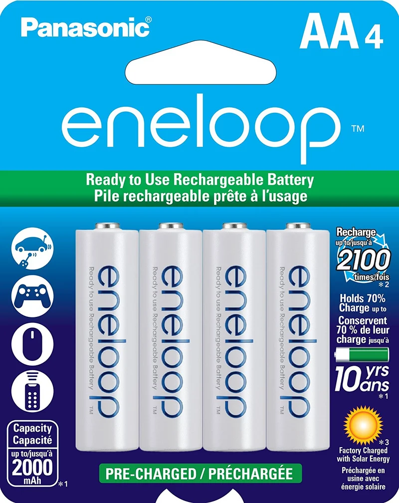 Panasonic Panasonic BK3MCCA4BF Eneloop AA New 2100 Cycle Ni-MH Pre-Charged Rechargeable Batteries, 4-Pack