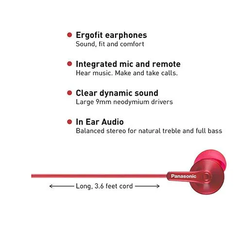 Panasonic RP-TCM125 In-Ear Buds w/ Mic & Remote