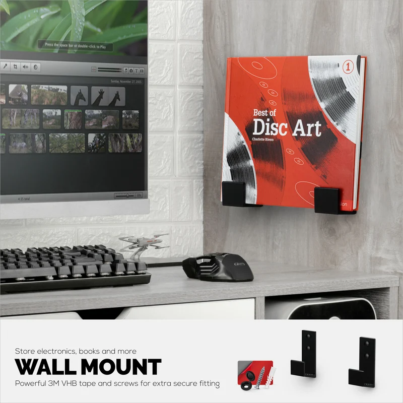 Support de suspension mural pour boîtier de câble 1.5", pour routeurs, ordinateurs portables, modem, Wifi maillé, Apple TV, commutateur réseau et plus encore, pour appareils jusqu'à 1.5" / 38 mm de large, adhésif et à visser