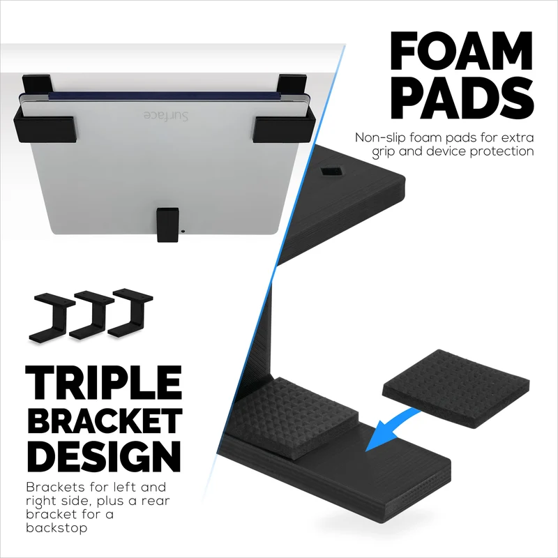 Support de fixation pour ordinateur portable sous le bureau, à visser, appareils jusqu'à 1.7 cm d'épaisseur pour ordinateurs portables Macbook Routeurs Surface iPads Tablettes et plus