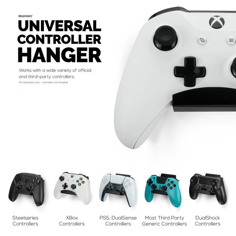 Support mural pour manette en métal pour Xbox, PS5, PS4, PC et autres accessoires de jeu, adhésif et vis universel