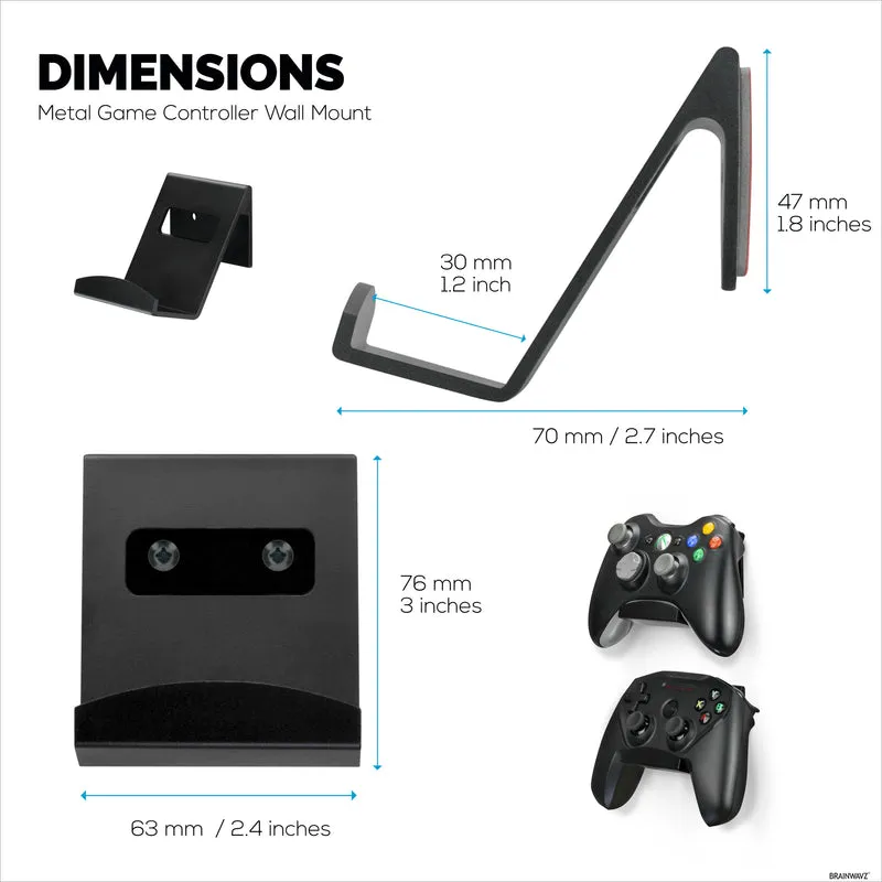 Support mural pour manette en métal pour Xbox, PS5, PS4, PC et autres accessoires de jeu, adhésif et vis universel