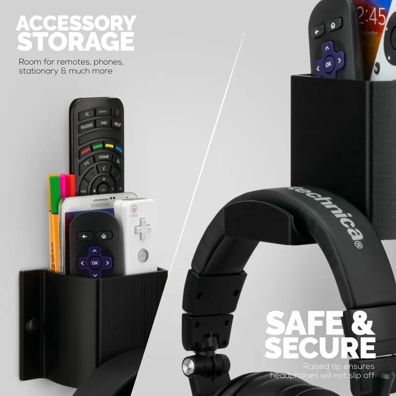Elephant HP Casque & TV Télécommande Support mural/téléphone, Organisateur de stockage d'accessoires, Support universel pour casque