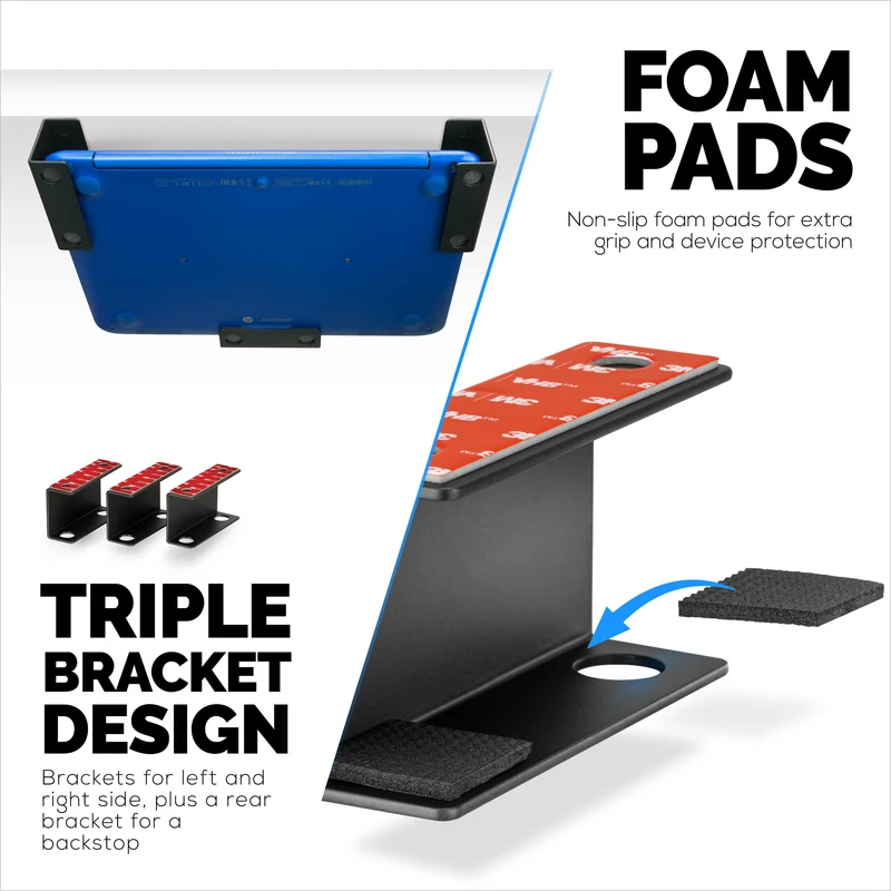 Support pour ordinateur portable sous le bureau en métal, support pour appareils tels que les ordinateurs portables, les routeurs de clavier de surface Macbooks, les modems, le boîtier de câble, le commutateur réseau et plus encore