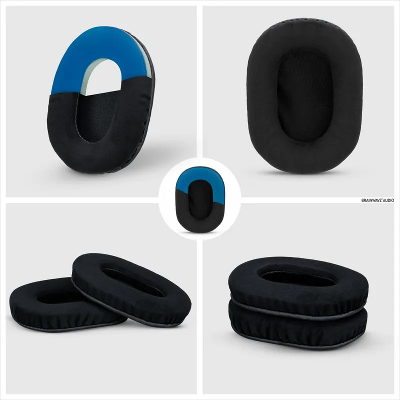 Coussinets de casque de jeu améliorés - Petit ovale - Micro suède avec gel de refroidissement et mousse à mémoire de forme pour Steelseries, Hyperx, Sony MDR-7506, AKG, Turtlebeach, Sennheiser et plus (Micro suède)