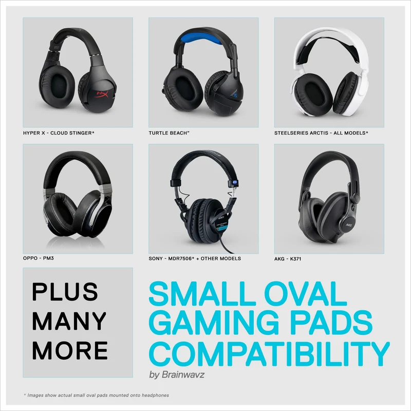 Coussinets de casque de jeu améliorés - Petit ovale - Cuir PU avec gel de refroidissement et mousse à mémoire de forme pour Steelseries, Hyperx, Sony MDR-7506, AKG, Turtlebeach, Sennheiser et plus