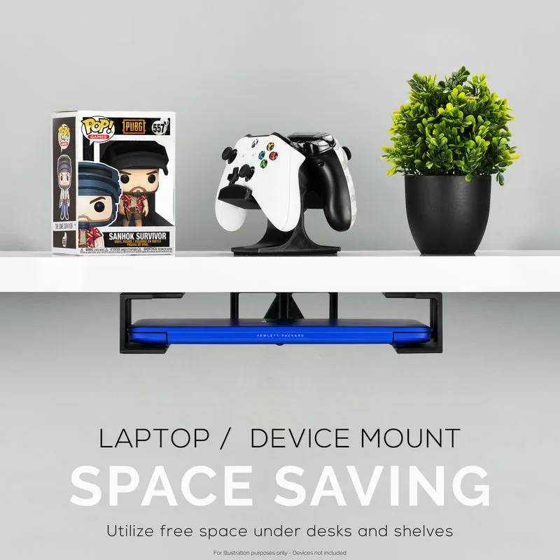 Support pour ordinateur portable sous le bureau avec adhésif et vis pour appareils tels que les ordinateurs portables, les Macbooks, les routeurs de clavier de surface, le modem, le boîtier de câble, le commutateur réseau, etc.