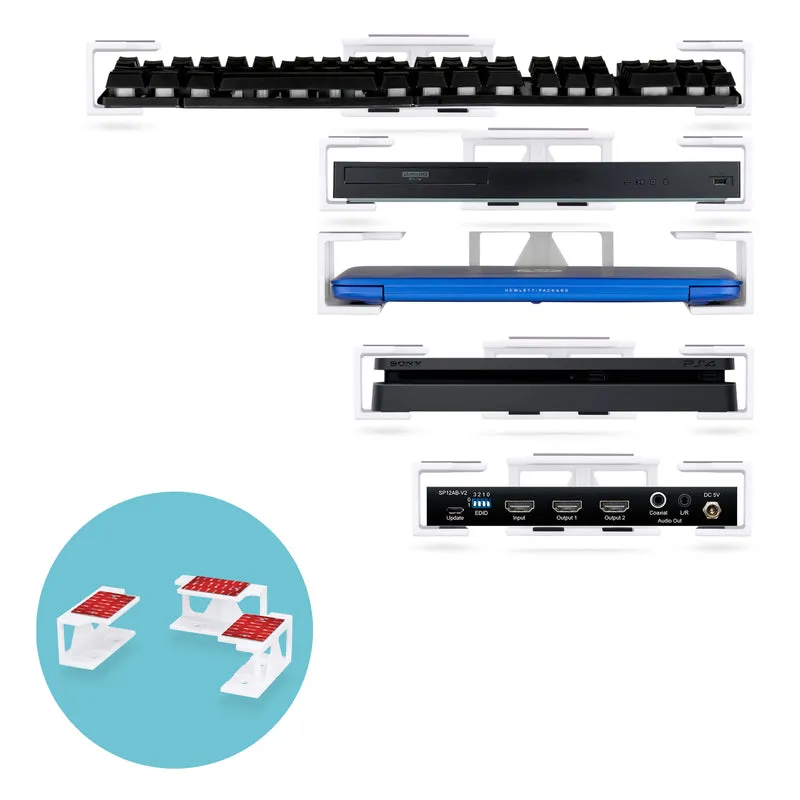 Support pour ordinateur portable sous le bureau avec adhésif et vis pour appareils tels que les ordinateurs portables, les Macbooks, les routeurs de clavier de surface, le modem, le boîtier de câble, le commutateur réseau, etc.