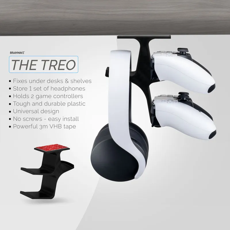 Le Treo - Double manette sous le bureau et support de casque