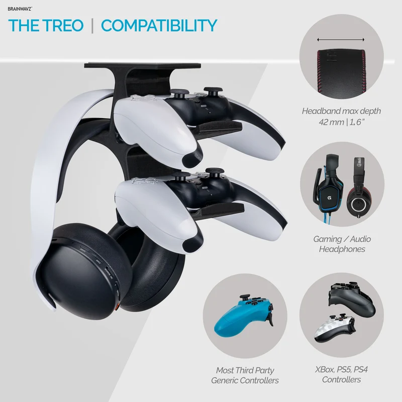 Le Treo - Double manette sous le bureau et support de casque