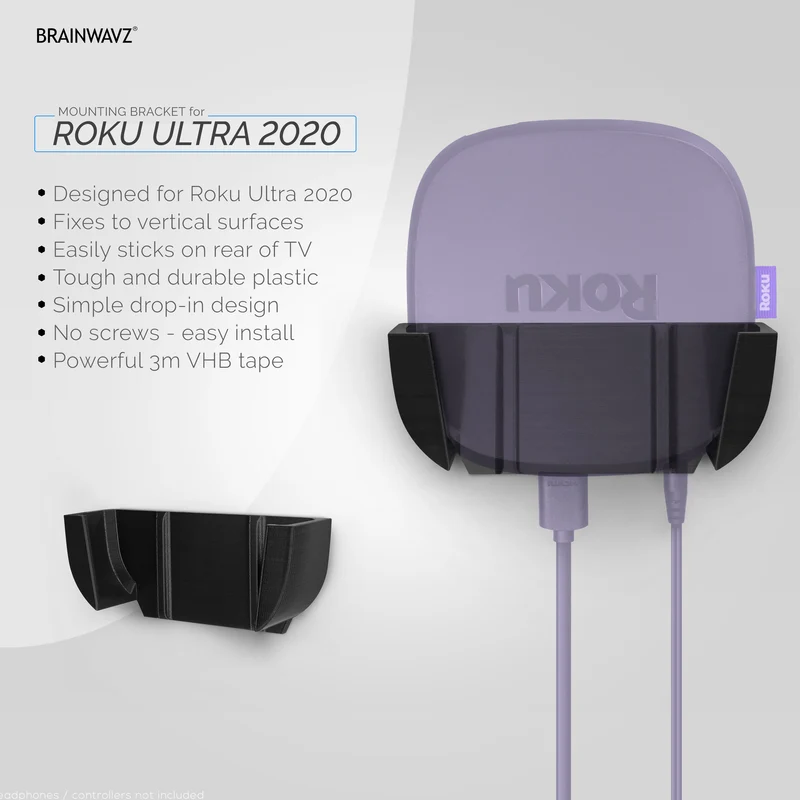 Support mural et TV Roku Ultra 2020 - Support adhésif, sans vis ni désordre