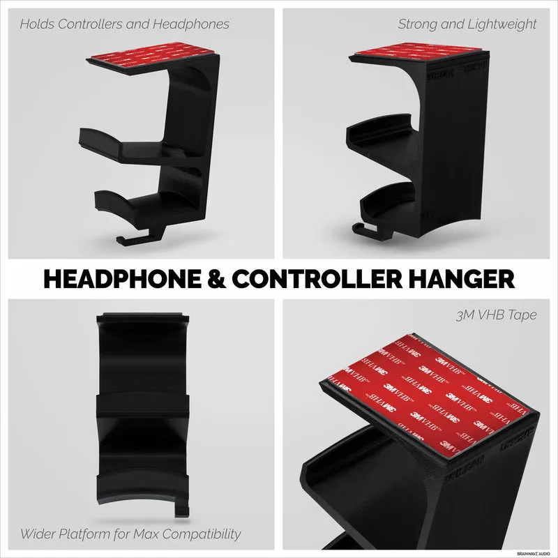 Le Vulcan - Contrôleur sous le bureau et support pour casque - Support adhésif, sans vis ni désordre