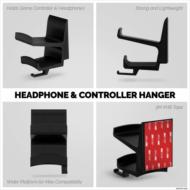 The Storio - Manette de jeu et support mural pour casque - Support adhésif universel, sans vis ni désordre