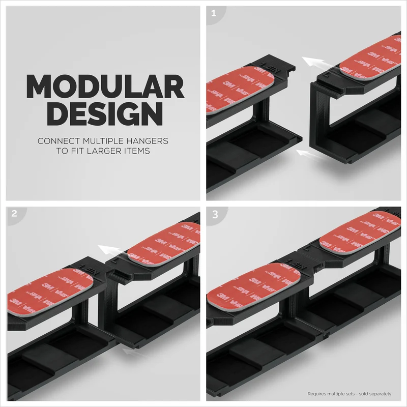 Support de montage sous bureau modulaire pour claviers, routeurs, boîtiers de câbles et plus