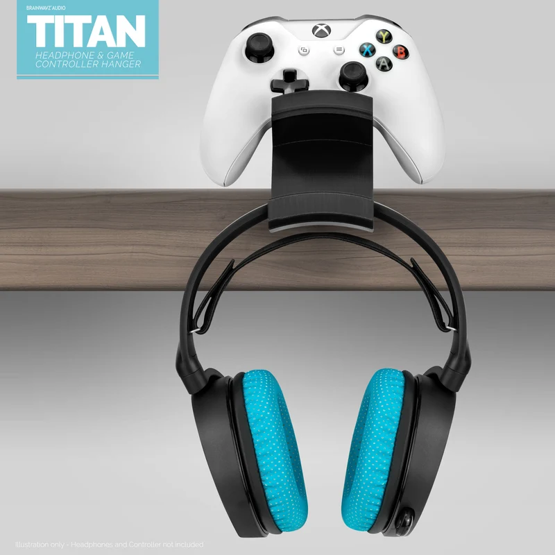 Titan - Support pour casque de bureau et contrôleur de jeu - Xbox, PS5/PS4, support universel pour manette de jeu PC, sans vis ni désordre
