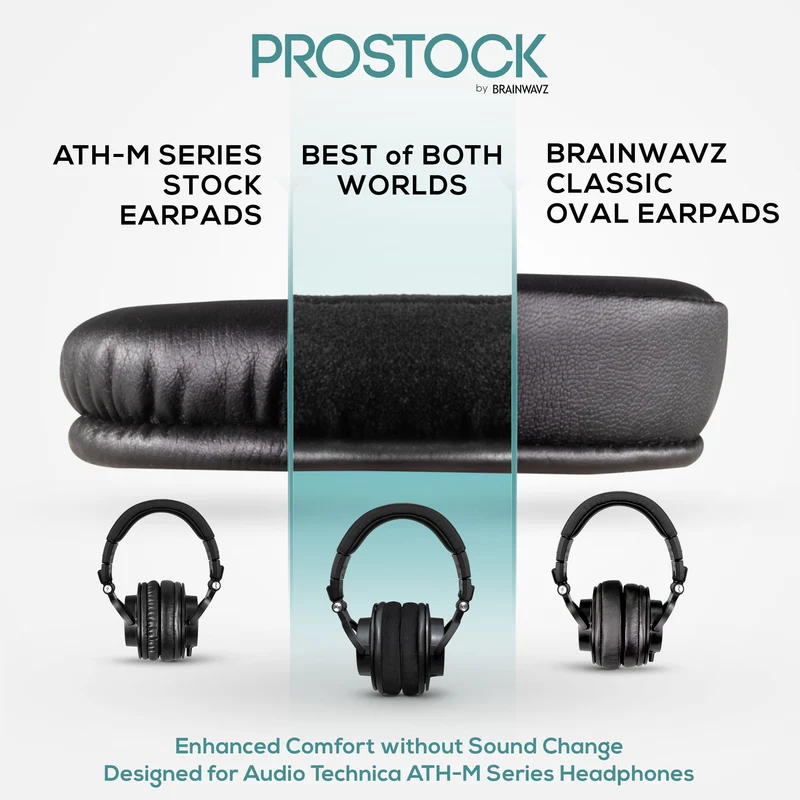 ProStock ATH M50X & M Series Coussinets de rechange - Forme personnalisée avec mousse à mémoire de forme - Micro suède