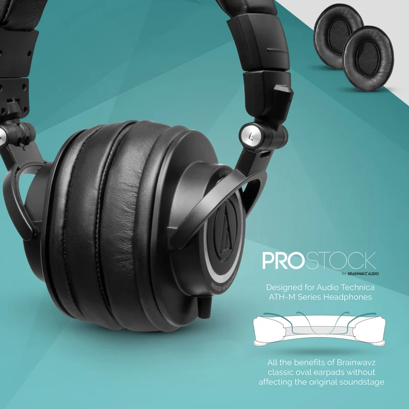 ProStock ATH M50X & M Series Coussinets de rechange - Forme personnalisée avec mousse à mémoire de forme - Cuir de mouton