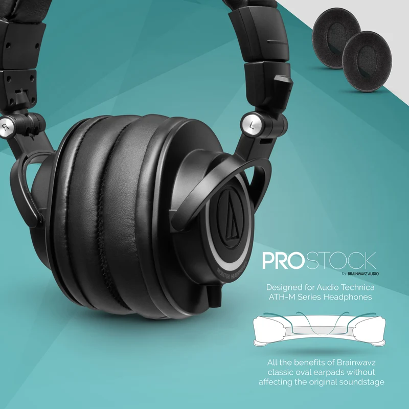 ProStock ATH M50X & M Series Coussinets de rechange - Forme personnalisée avec mousse à mémoire de forme - Hybride
