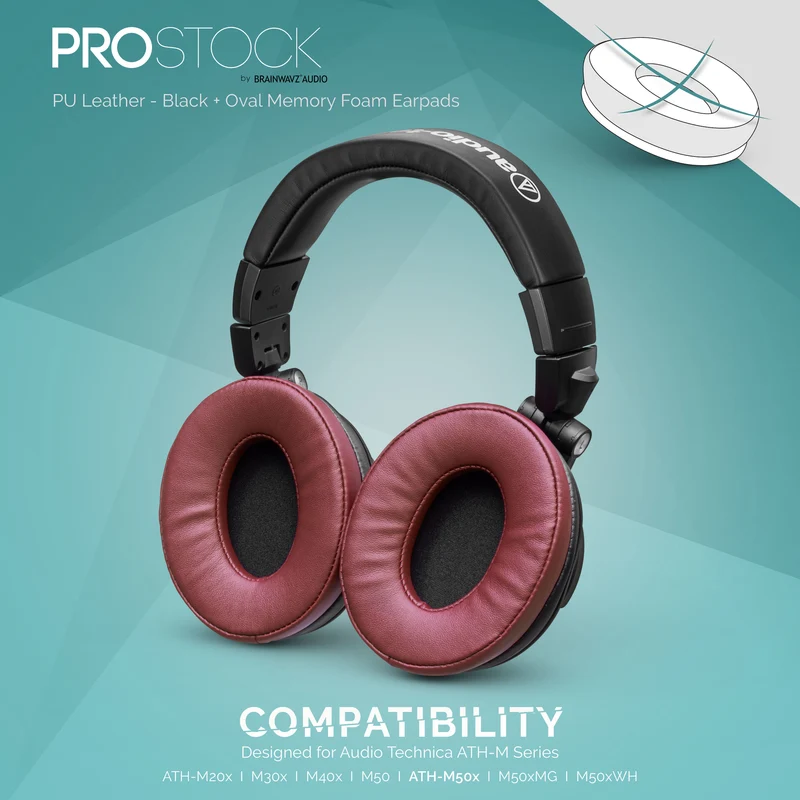 ProStock ATH M50X & M Series Coussinets de rechange - Forme personnalisée avec mousse à mémoire de forme - PU