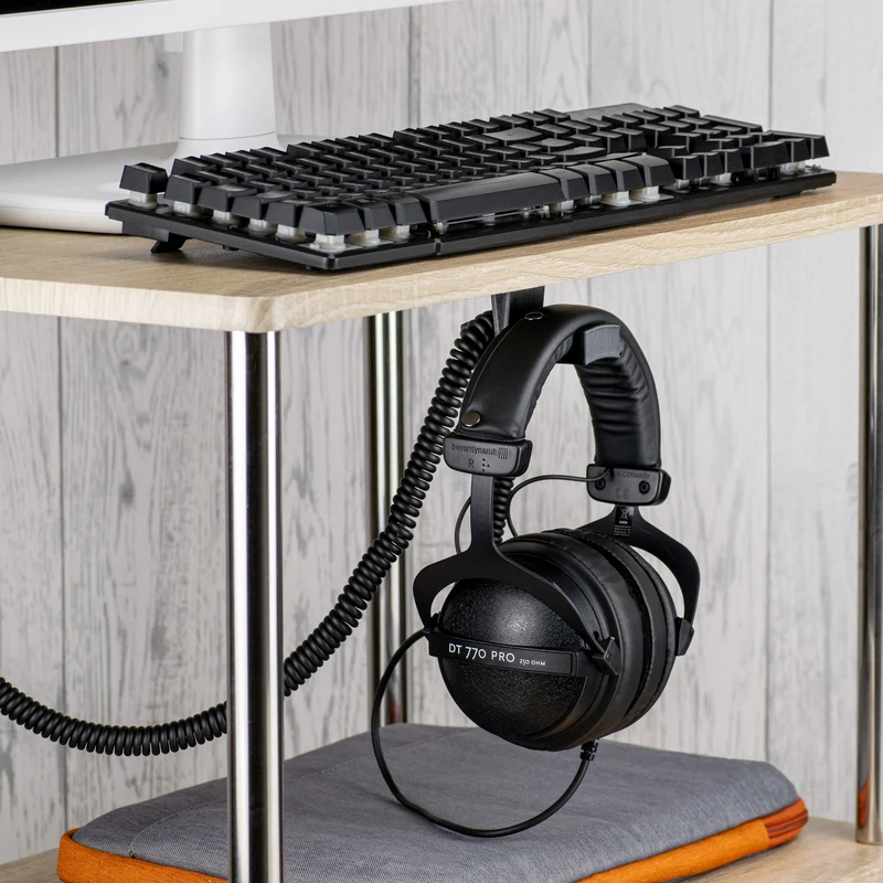 BigJ (paquet de 2) Support de suspension pour casque et organisateur de câbles sous le bureau