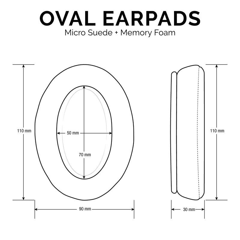 Oreillettes en mousse à mémoire de forme pour casque - ovales - micro suède