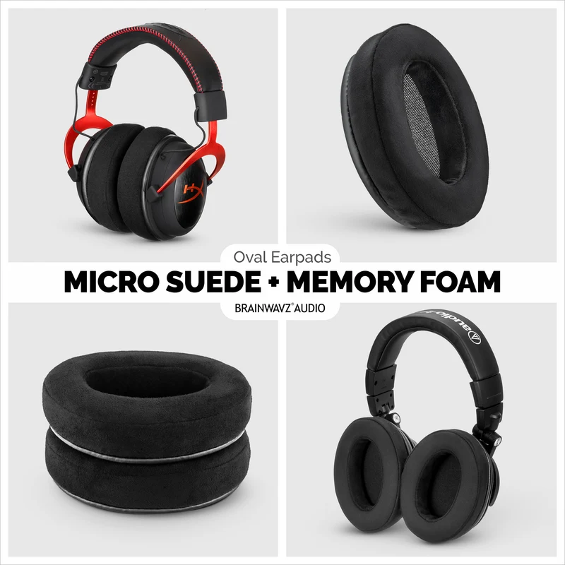 Oreillettes en mousse à mémoire de forme pour casque - ovales - micro suède