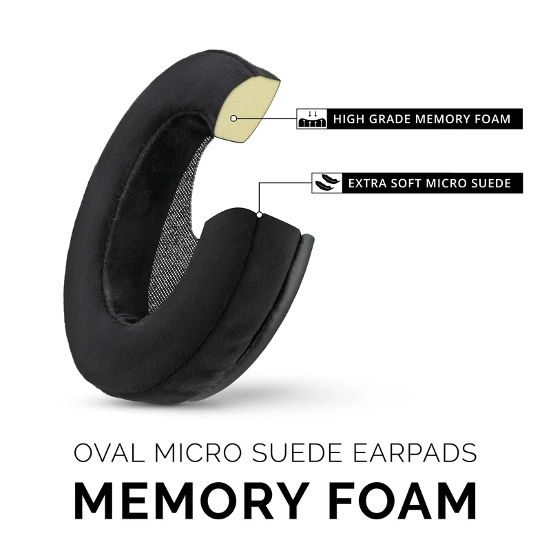Oreillettes en mousse à mémoire de forme pour casque - ovales - micro suède