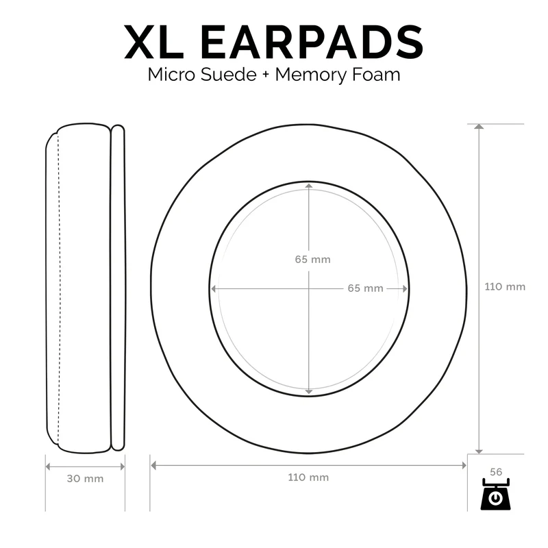 Coussinets d'oreille en mousse à mémoire pour casque - Taille XL - Micro Suede