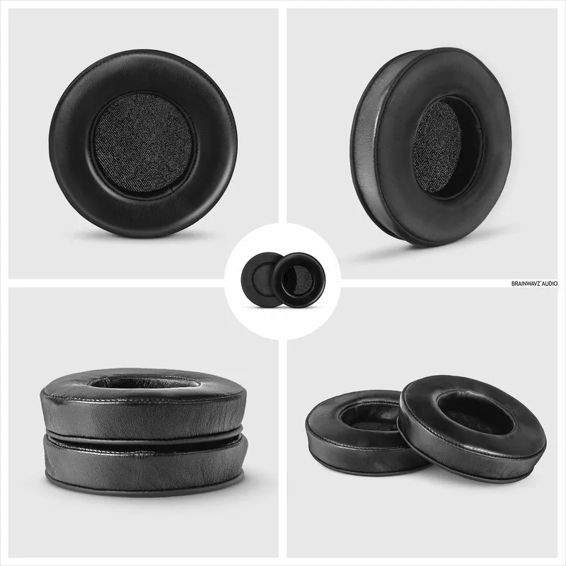 Oreillettes en mousse à mémoire de forme pour casque - rondes - cuir de mouton