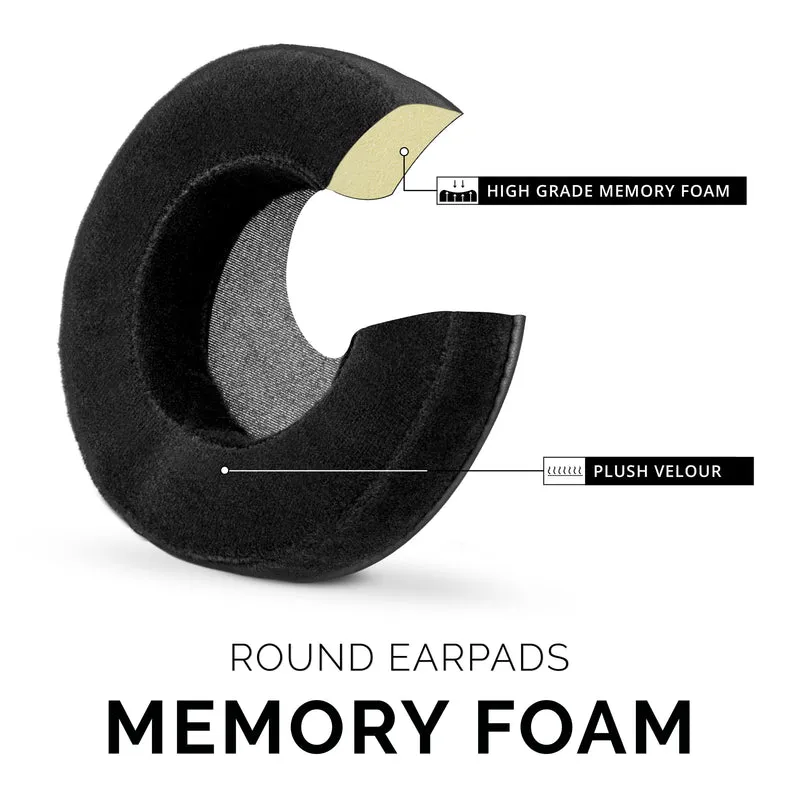 Oreillettes en mousse à mémoire de forme pour casque - rondes - velours