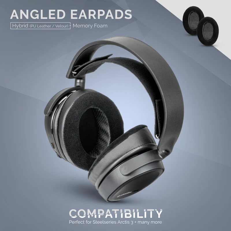 Coussinets d'oreille en mousse à mémoire de forme pour casque ovale à angle hybride