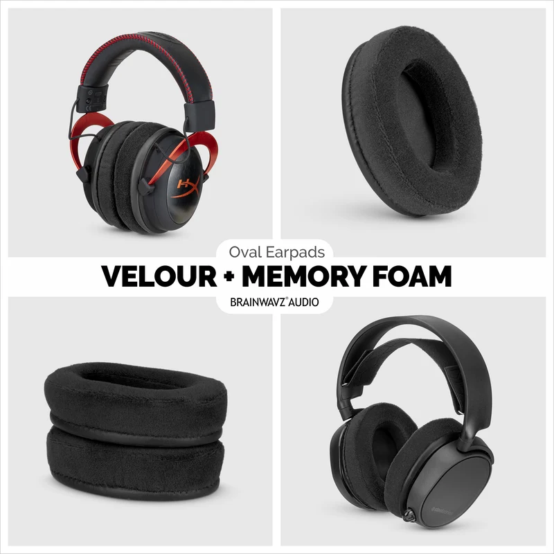 Coussinets de remplacement ovales en velours - Convient à de nombreux casques
