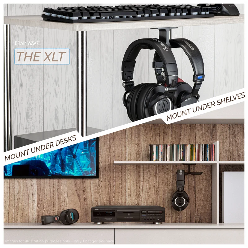 XLT - Support de suspension pour casque double sous le bureau