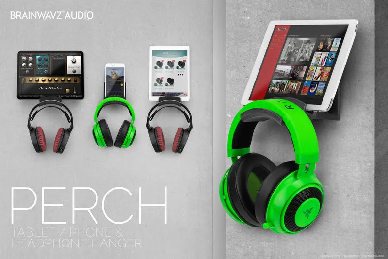 The Perch - Support pour tablette/téléphone et support pour casque - iPhone, iPad et la plupart des appareils Android